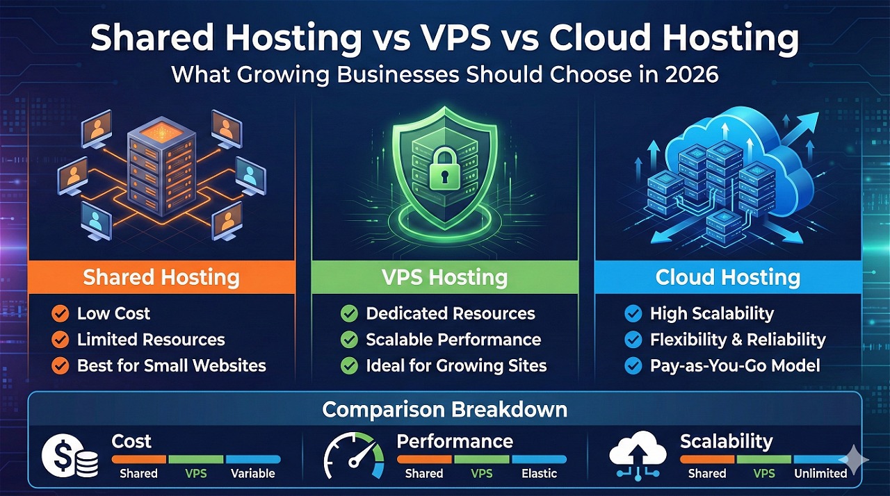 Shared vs VPS vs Cloud :Best Choice for Growing Businesses.